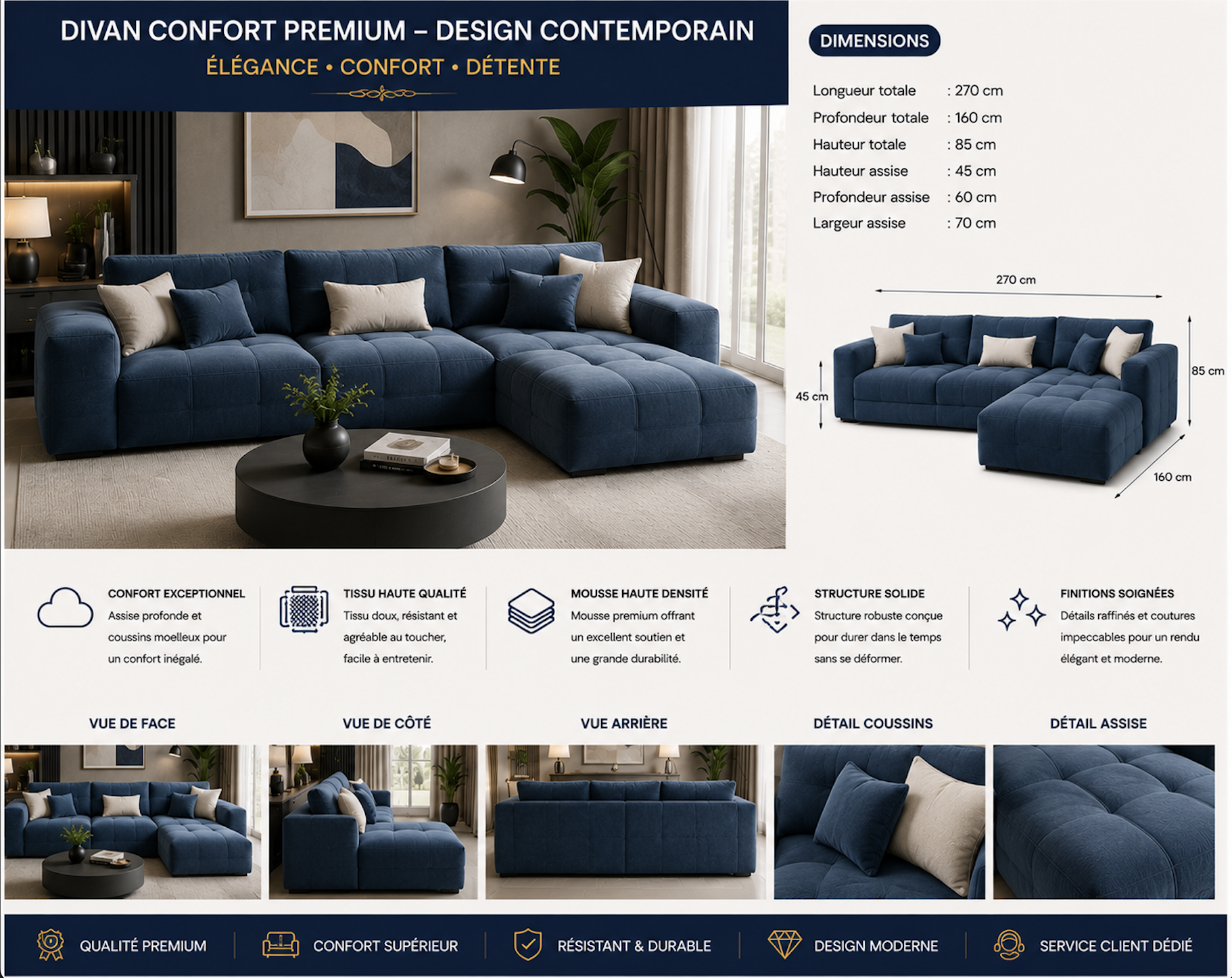 DIVAN CONFORT PREMIUM - DESIGN CONTEMPORAIN
