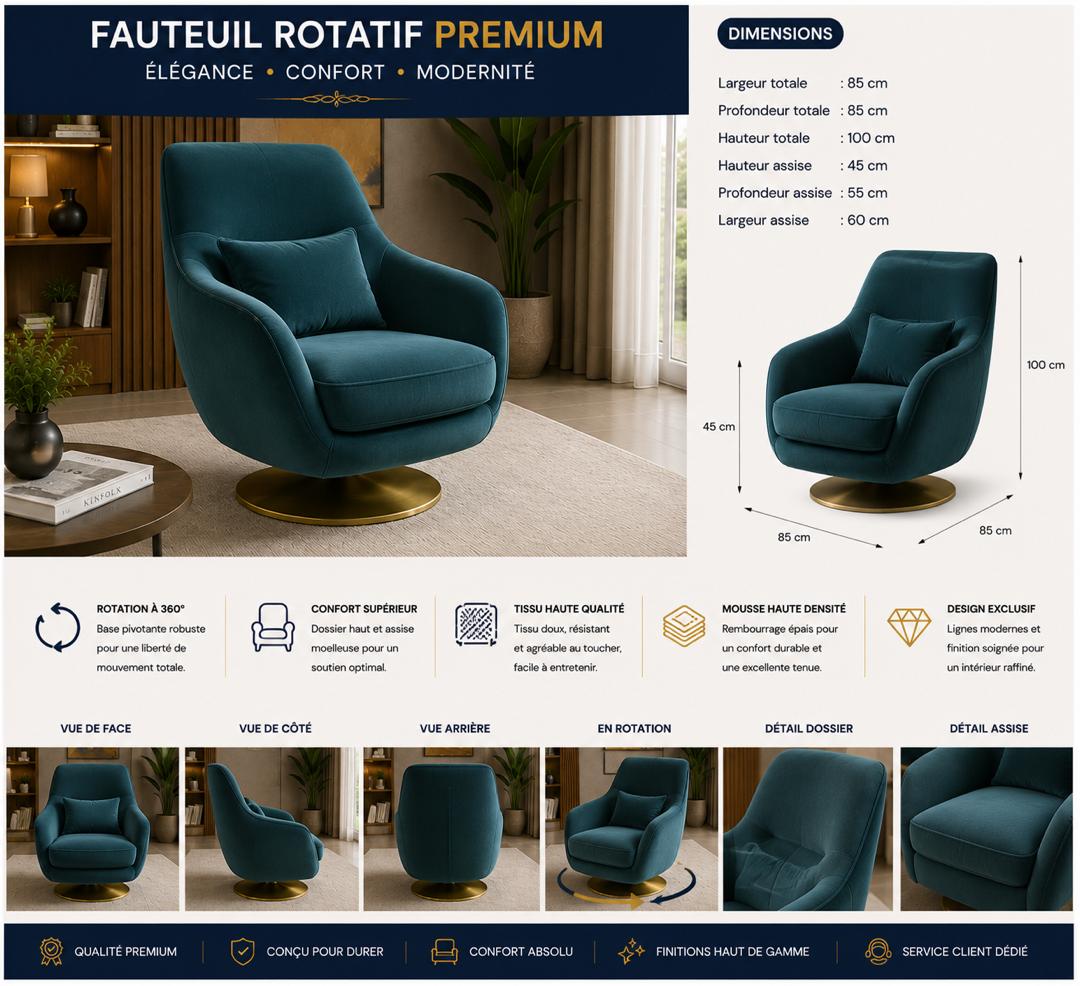 Fauteuil rotatif premium